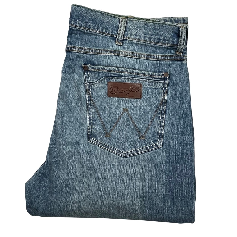Wrangler Retro Slim Straight Jeans Mens 38x34 Light Blue Denim 86MWZGB